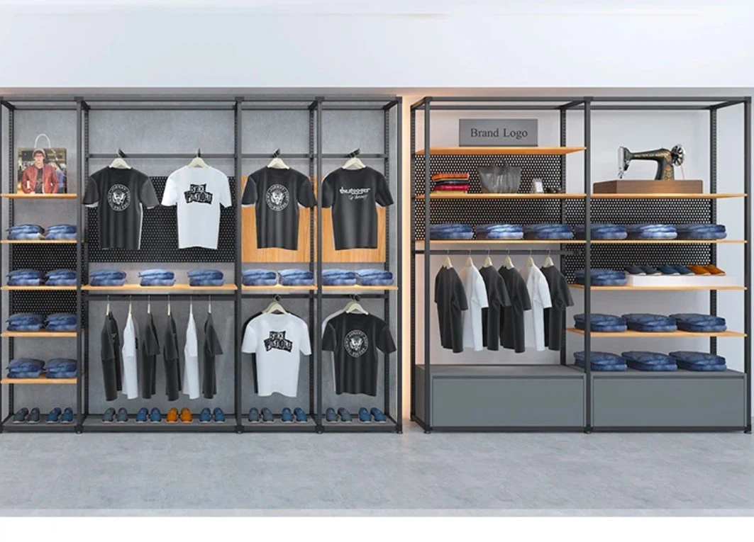 Italy Milan Man Clothes Hanging Display Cabinet Garmen Store Design