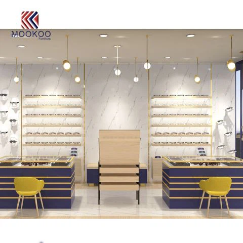 स्वनिर्धारित मोर्डन सनग्लासेस शॉप शोकेस आईवियर डिस्प्ले वॉल ऑप्टिकल फर्नीचर डिज़ाइन